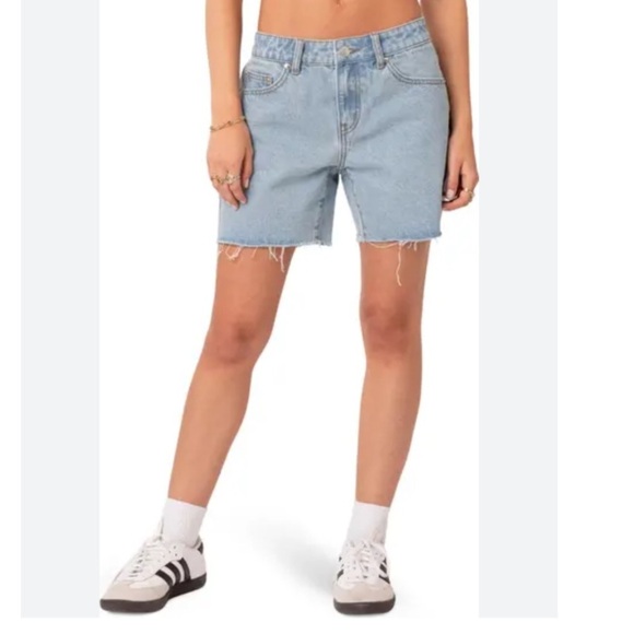 Edikted Light Blue Jean Shorts - Picture 3 of 7